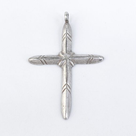 Vintage Sterling Silver 925 6cm Sandcast Cross Pendant - Picture 2 of 7
